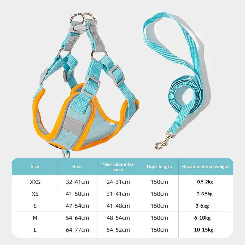 Breathable High-Leg Bichon Frise Harness And Leash