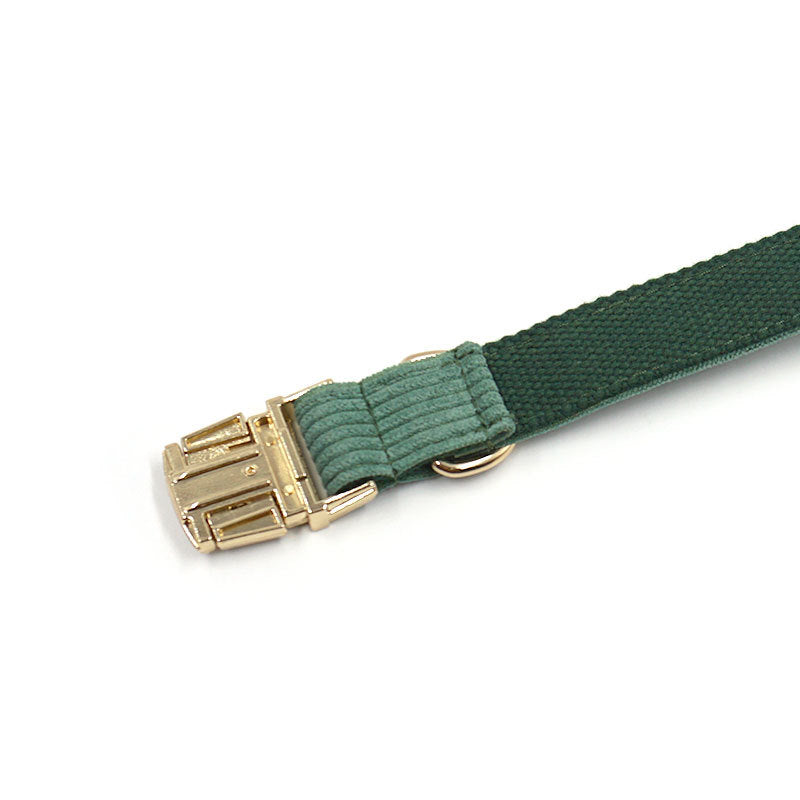 Green Corduroy Dog Collar
