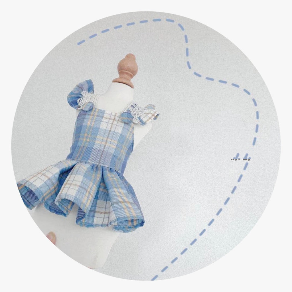 Small Body Blue Jk Plaid College Style Cute Suspender Skirt
