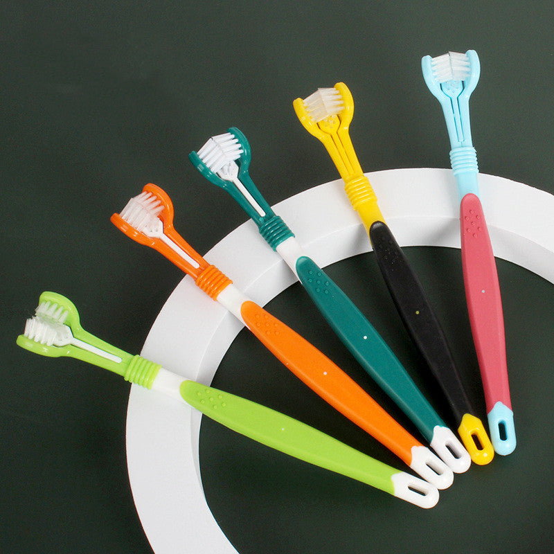 Three-Head Plastic Pet Toothbrush