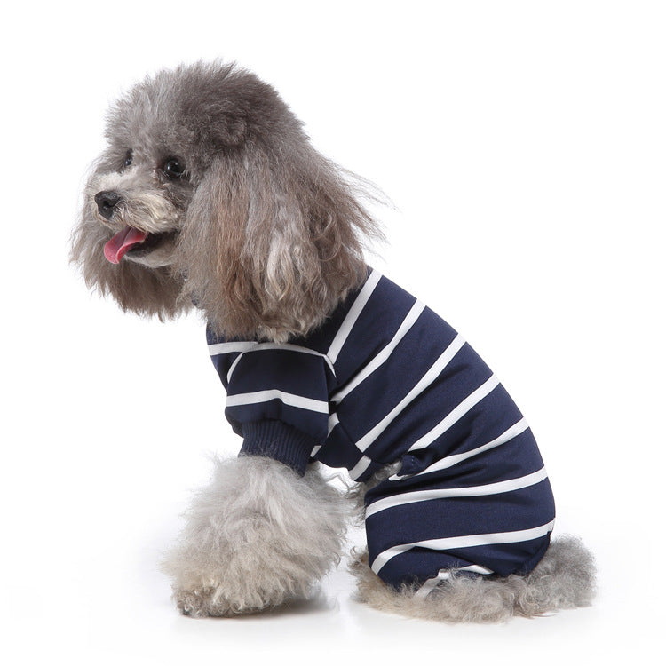 Fashionable High Collar Striped Dog Pajamas