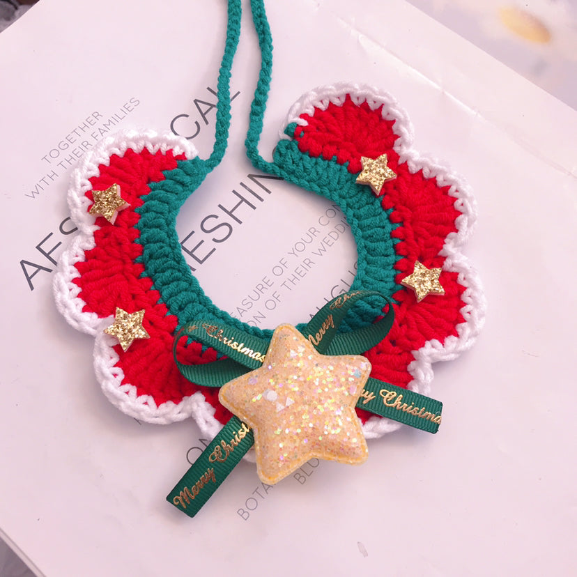 Hand Woven Wool Christmas Pet Collar