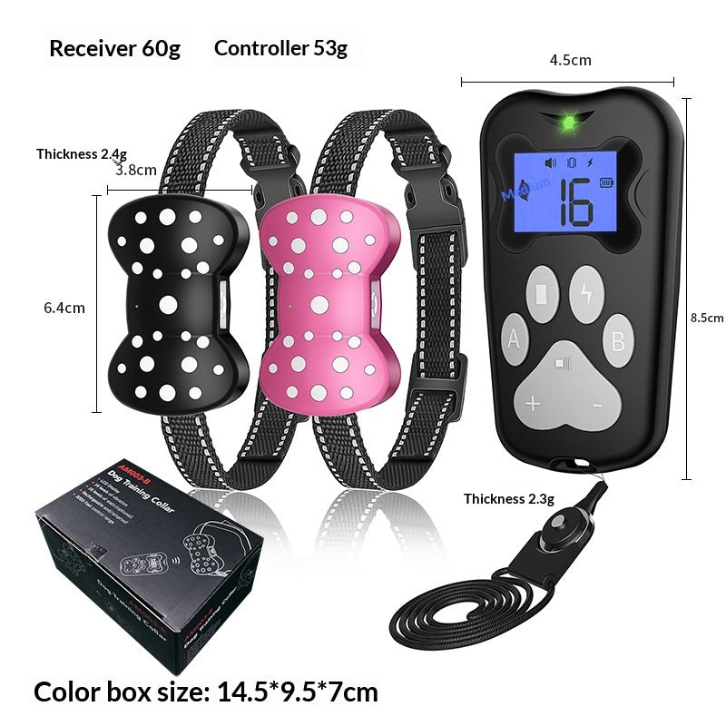 Electric-Shock Remote Dog Training Device Rechargeable Waterproof Long Range Ultrasonic Bark Control Collar