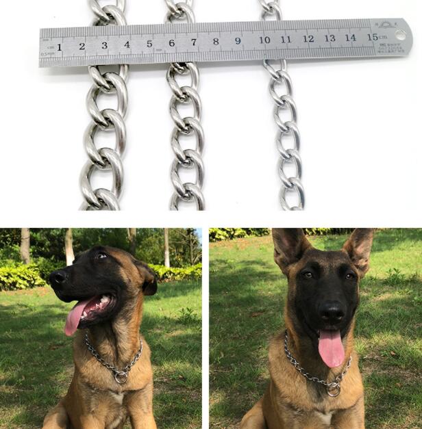 Stainless Steel Dog German Shepherd Rottweiler Golden Retriever Large Control Chain Neck Sleeve
