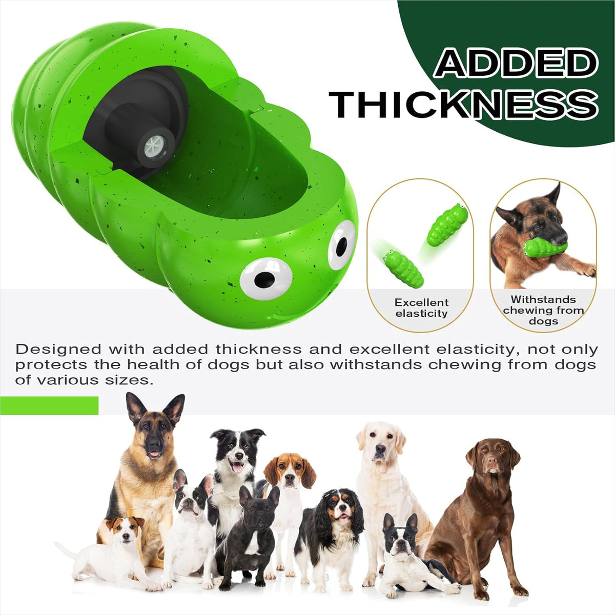 Dog Chew Toy, Tpr Squeaky Bite Resistant Bug Shaped Interactive Training Indoor Outdoor Green Large Dogs All Breed Sizes