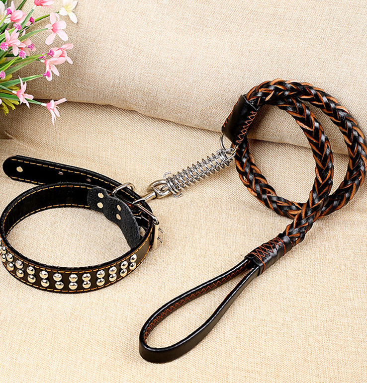 Leather Traction Rope Chain Explosion-Proof Punch Collar