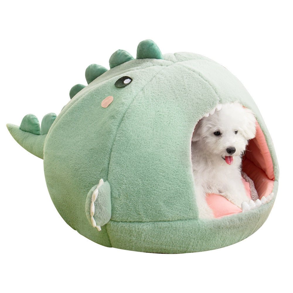 Dinosaur Pet Bed Cartoon Kennel Semi-Closed