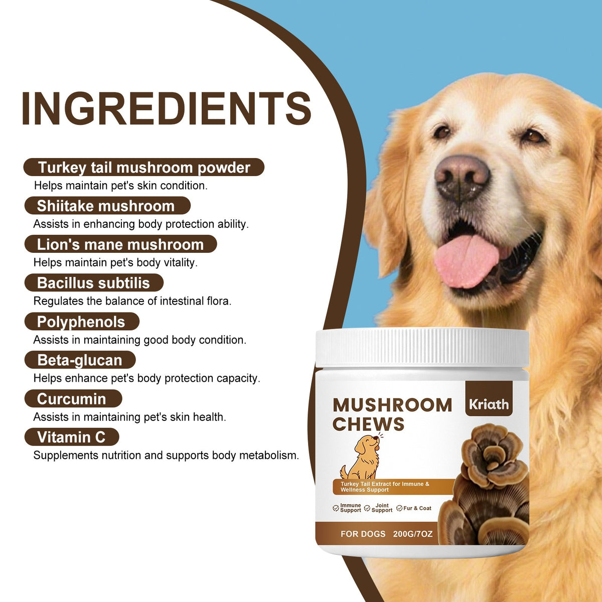 Mild Mushroom Chewable Tablets For Dogs
