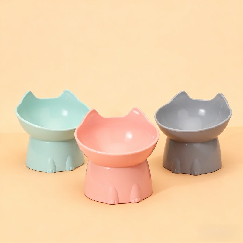 Elevated, Tip-Resistant Plastic Pet Bowl With A Sloped Spout To Support The Neck
