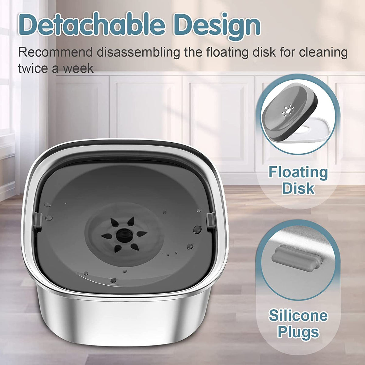 Large Floating Stainless Steel Pet Water Bowl