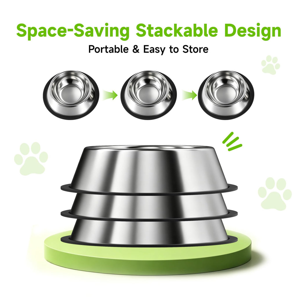 3-Pack Stainless Steel Non-Slip Dog Bowls