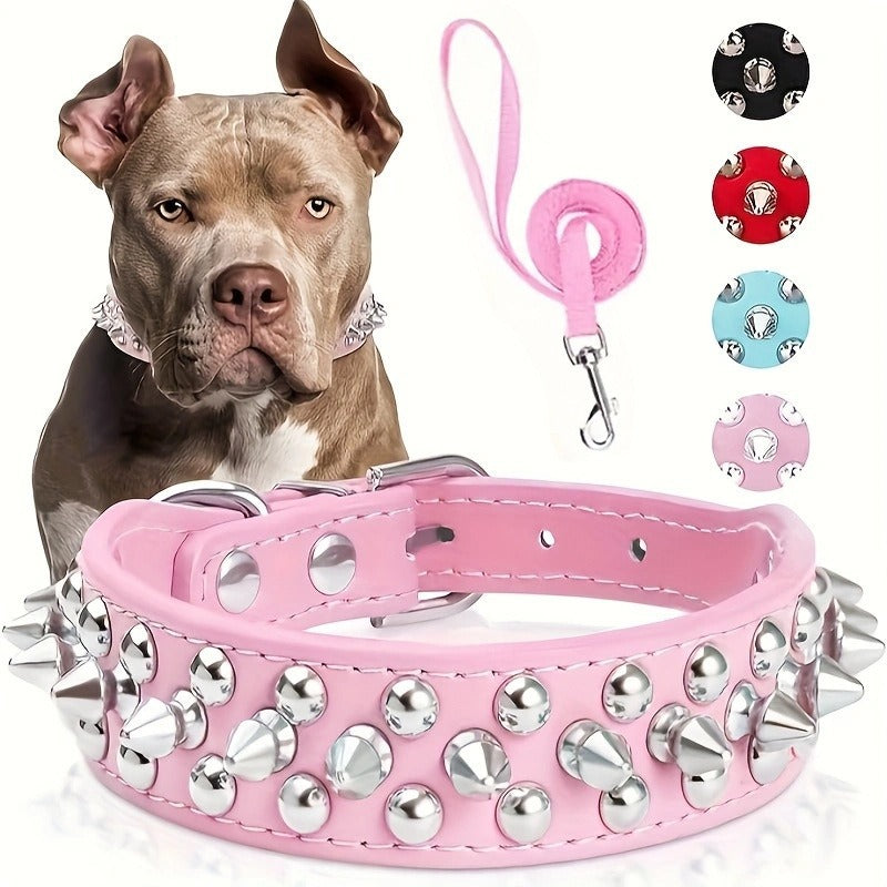 Thickened Pu Leather Leash And Collar Set