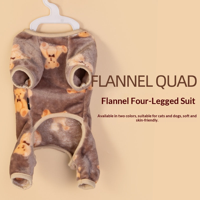 Four-Legged Flannel Outfit for Pet Bears