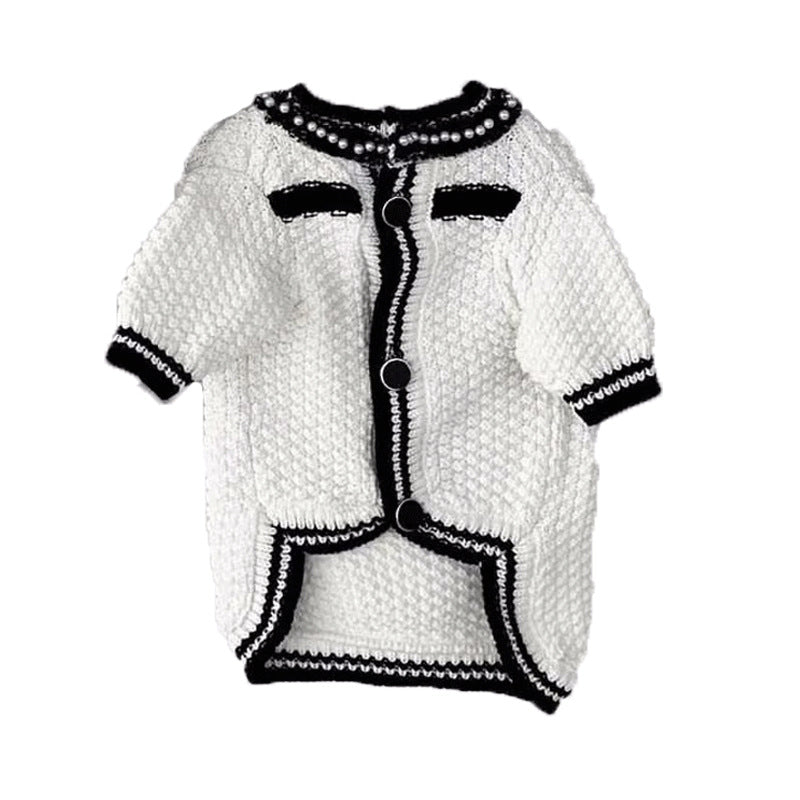 Korean Style Pearl Collar Puppy Sweater