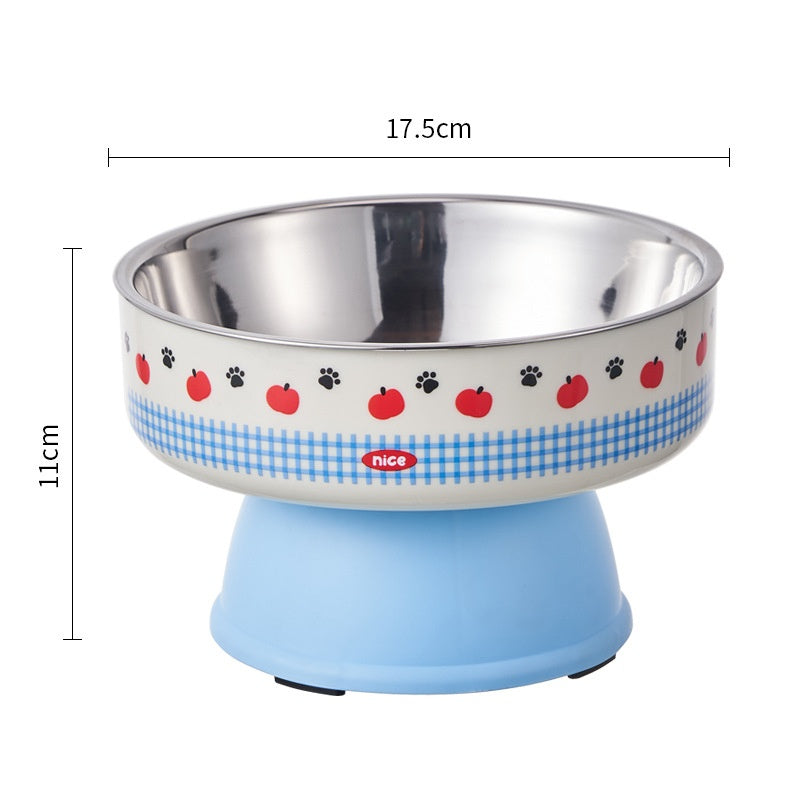 Stainless Steel Tall-Base Neck-Support Large-Capacity Pet Feeder
