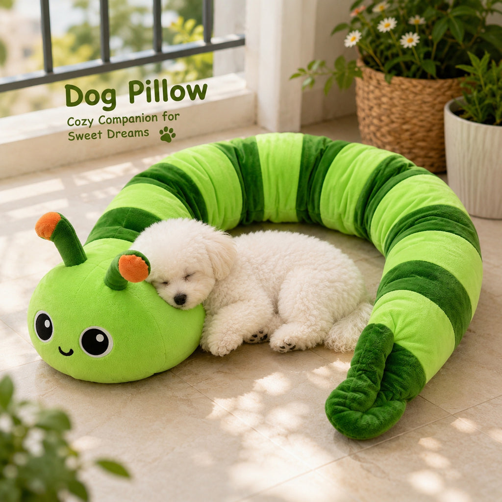Caterpillar-Shaped Soft Pet Pillow