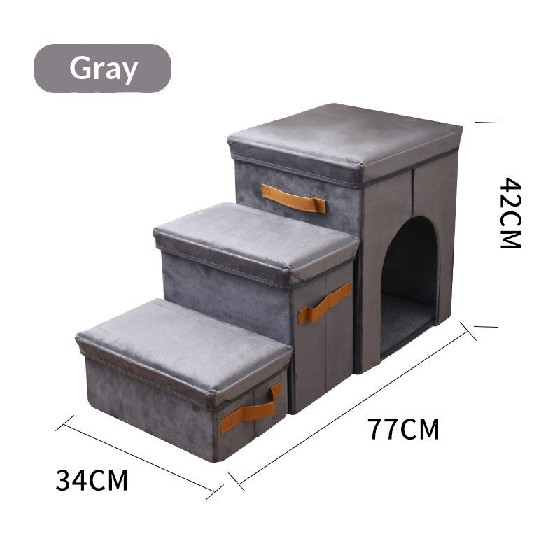 Three-Step Foldable Thickened Non-Slip Pet Stairs for Dogs