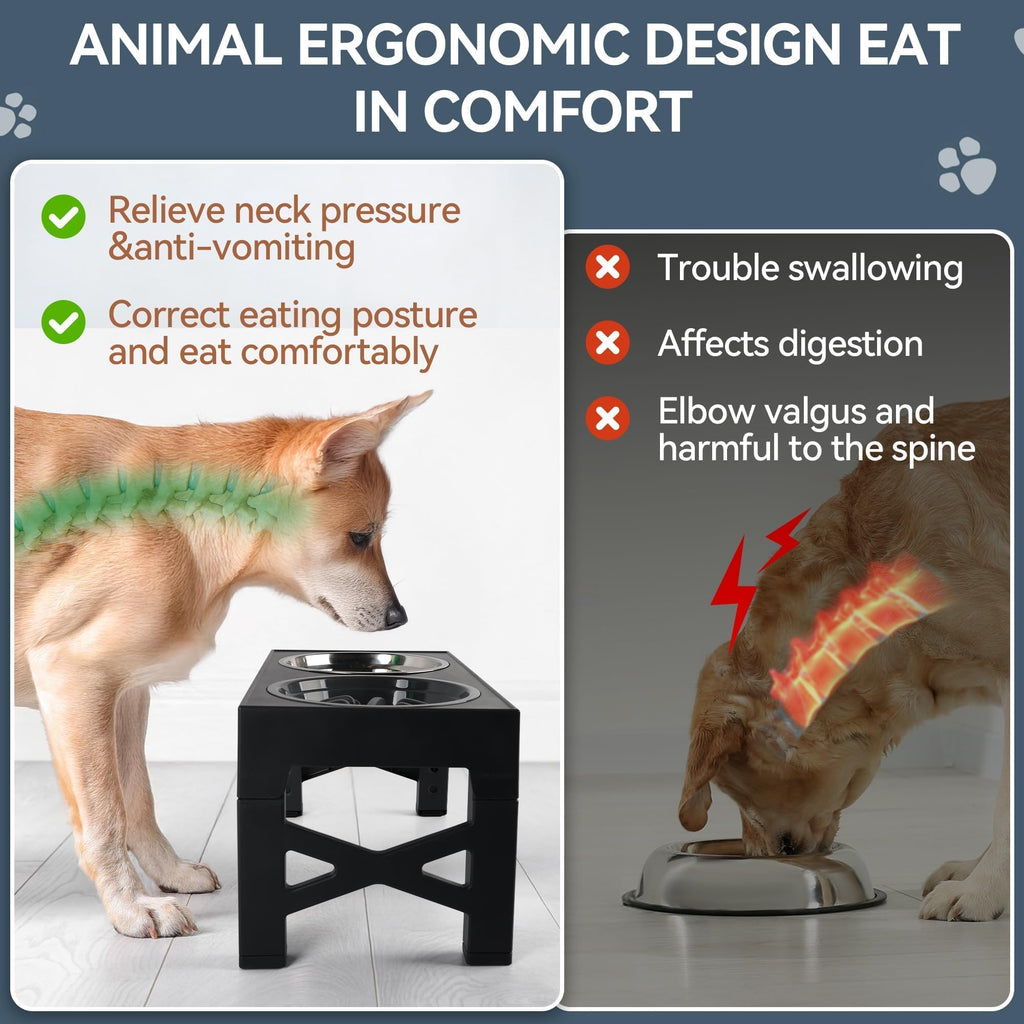 Adjustable Elevated Dog Bowl Stand Set