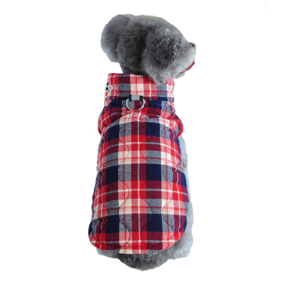 Winter Plaid Zip Dog Down Jacket