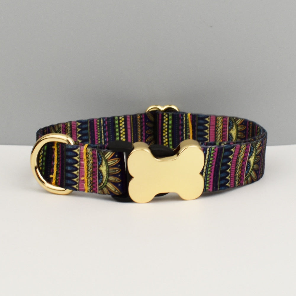 Ethnic Style Printed Pet Collar and Leash