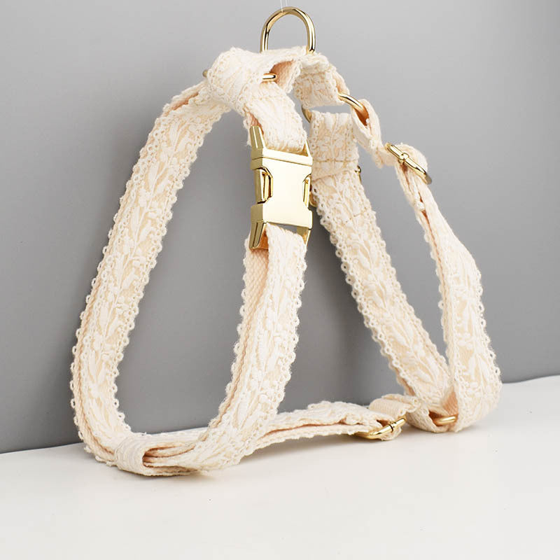 Leaves Lace Pet Vest Collar Wedding Exclusive For Cross-Border Dog Leash One Piece Hair Lettering Change Button