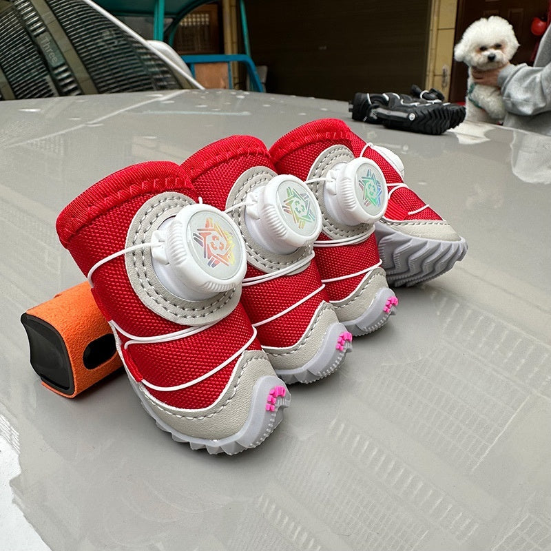 Cotton-Padded Button Dog Shoes