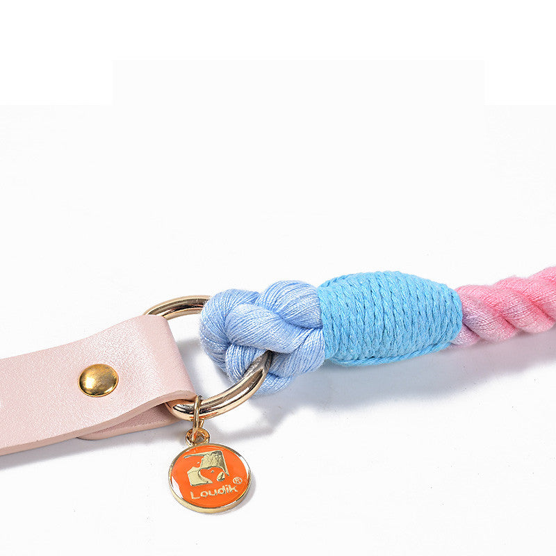 Rainbow Traction Rope Collar Adjustable Medium And Large Dog Outing Chain