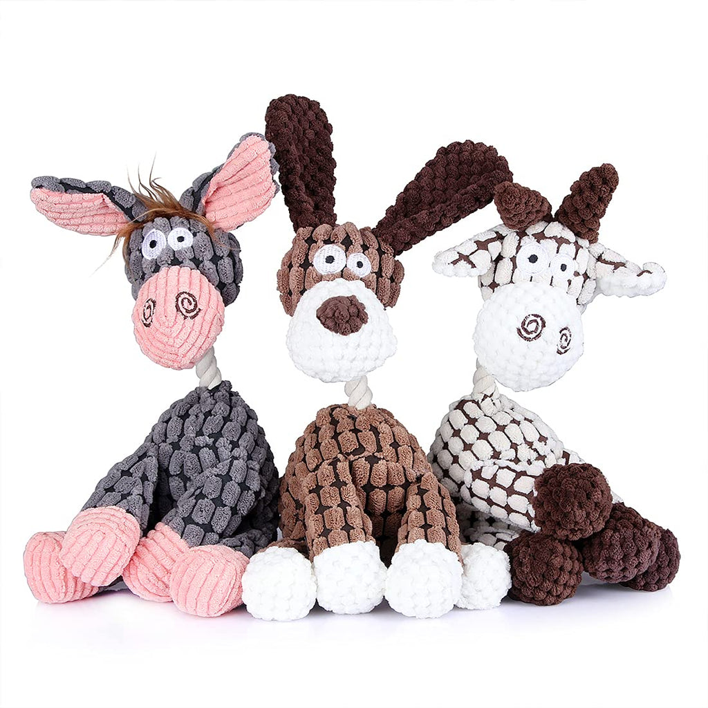 3 Pack Dog Toys Squeaky, Durable Stuffed Plush Puppy Chew Toy Cute Dog Toys For Small Medium Large Dog, Reinforced Sewing, Assortment Value
