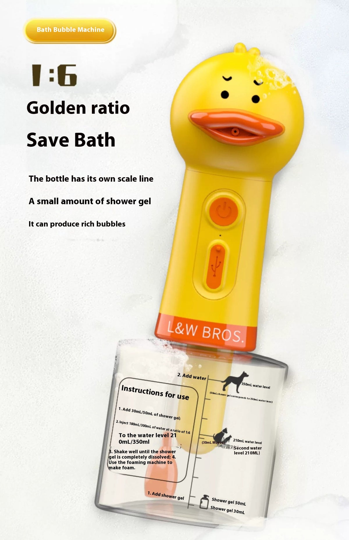 Dog Supplies Small Yellow Duck Bath Bubble Machine