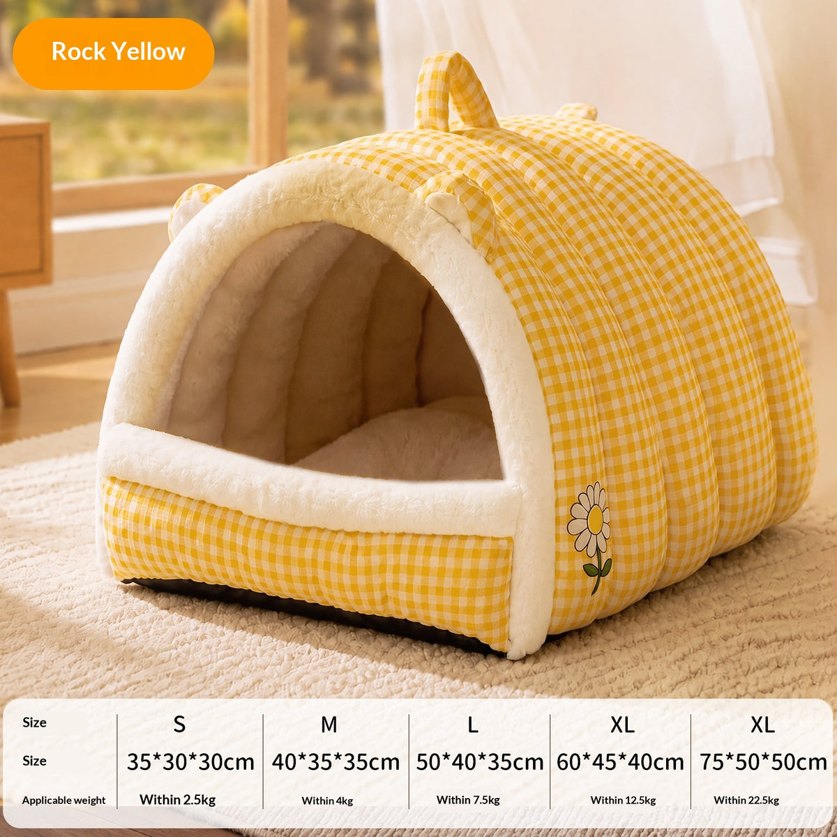 Portable Semi-Enclosed Dual-Use Warm Cloud-Feel Jacquard Diamond-Pattern Dog Bed