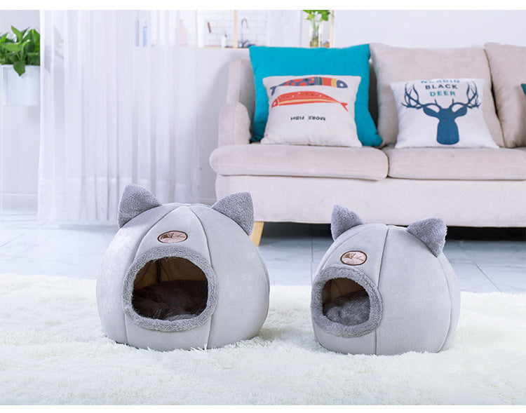 Semi-Enclosed Warm Fluffy Pet Nest