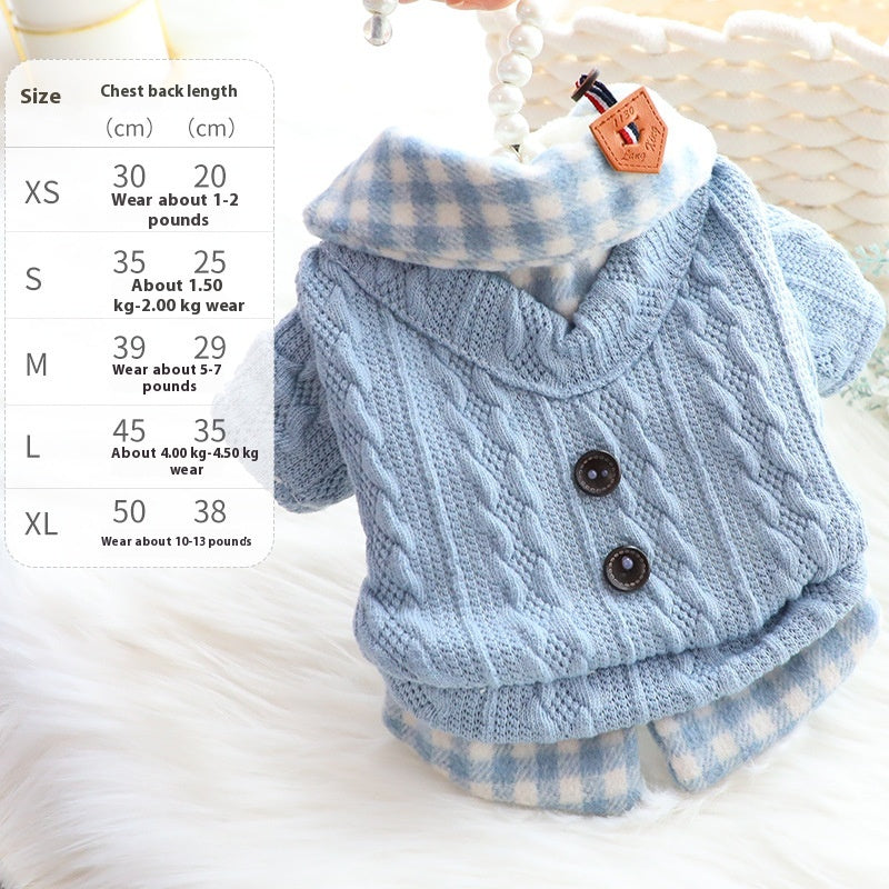 Warm Fake Two-Piece Fleece-Lined Dog Sweater