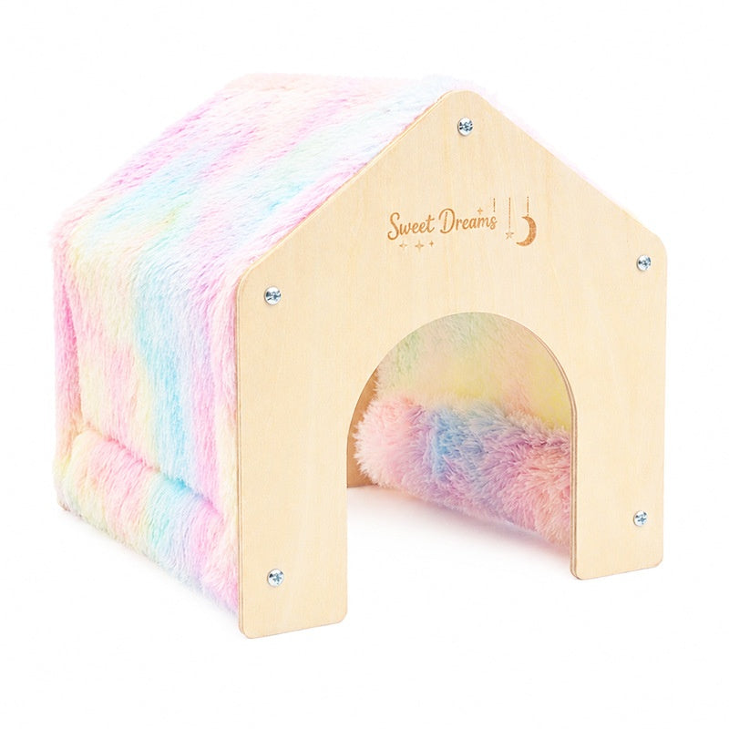 Small Pet Wooden House Guinea Pig Sleeping Nest Four-Season Universal Warm Colorful House