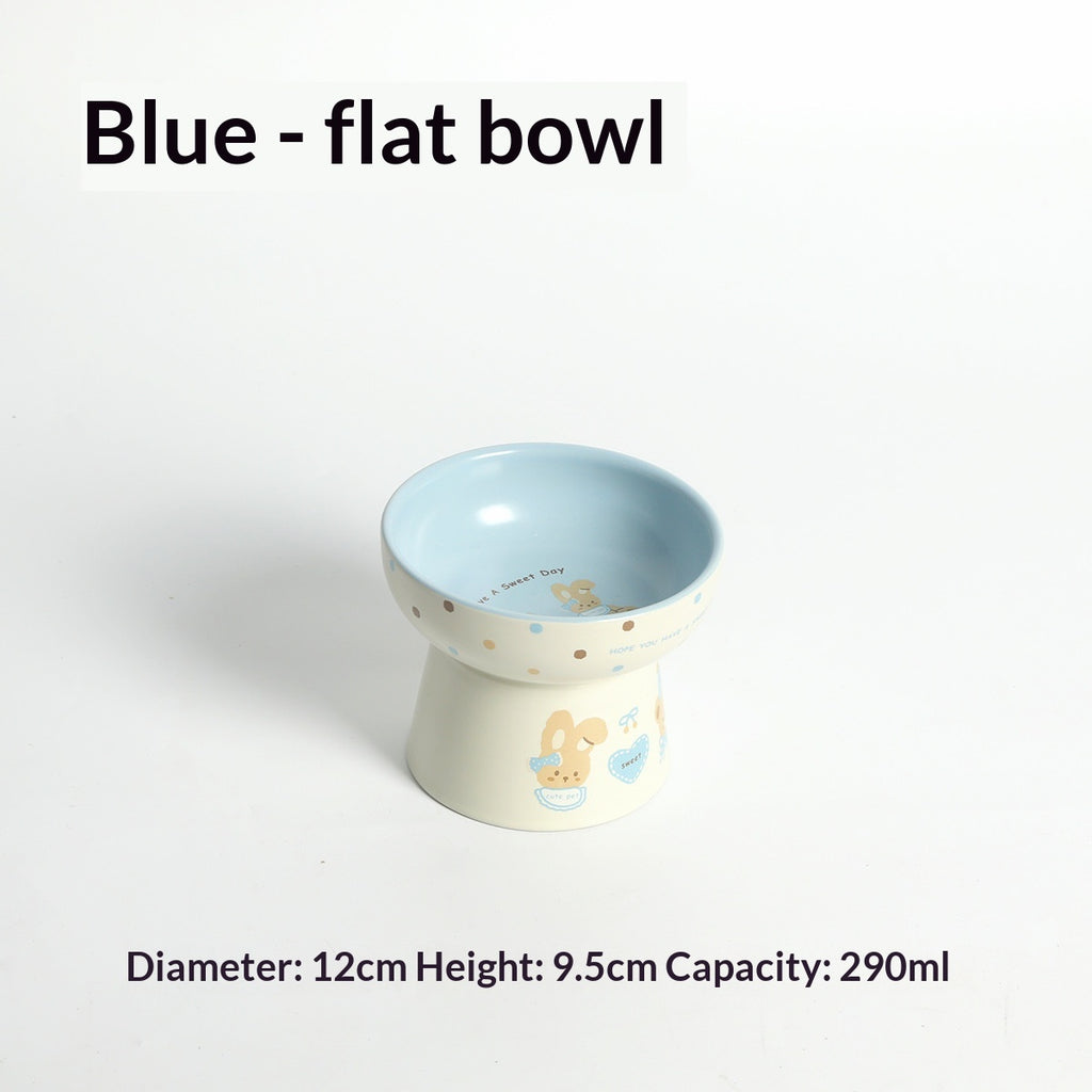 Large-Diameter Ceramic Pet Bowl With Sloped Rim
