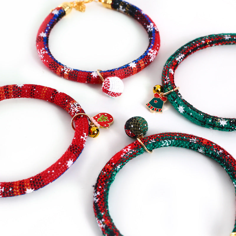 Adjustable Collar For Pet Christmas Gloves Bell Pendant