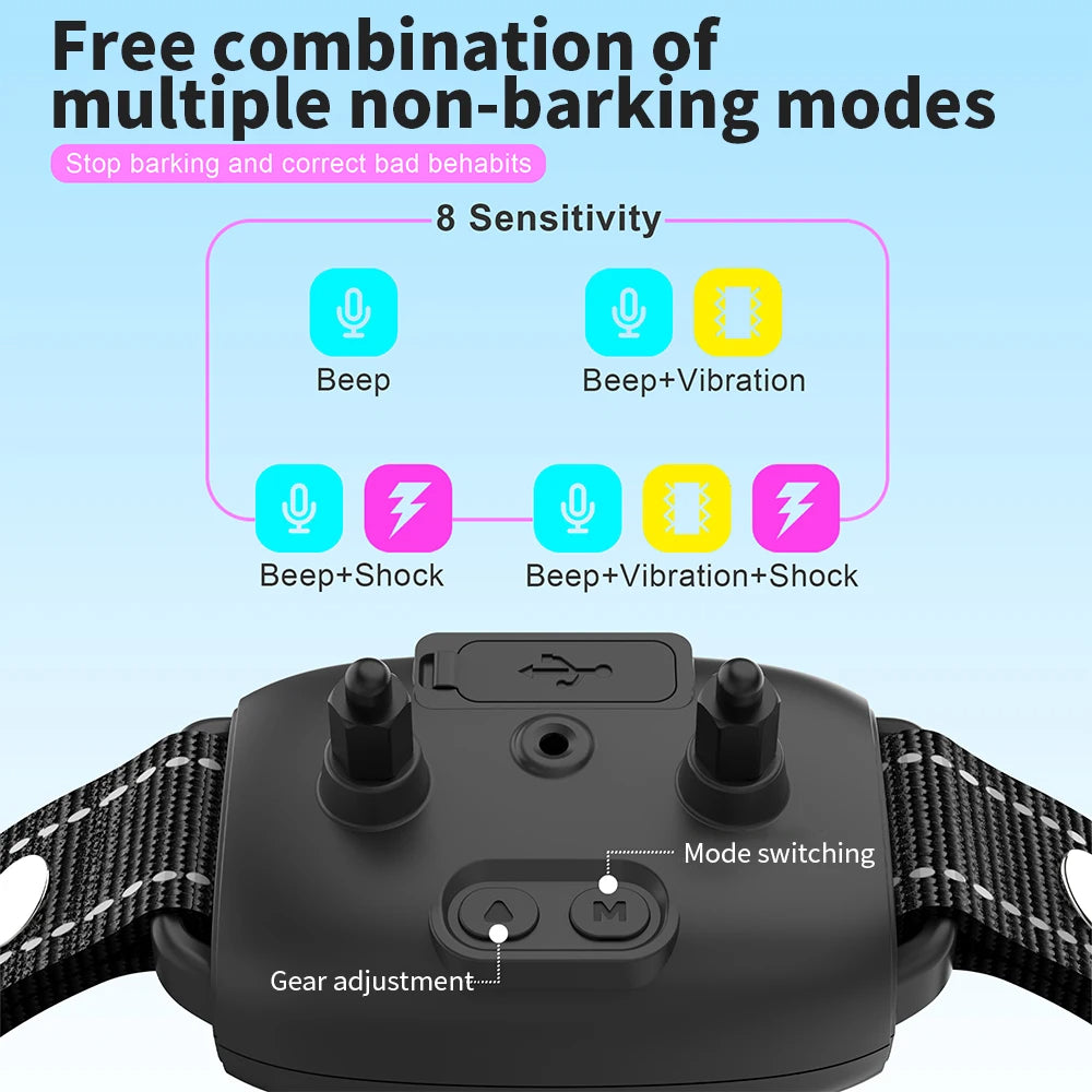 Smart Rechargeable Waterproof Anti-Bark Dog Collar