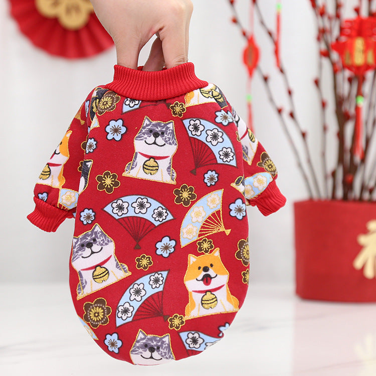 New Year'S Dress Pet Sweater Thin Fleece