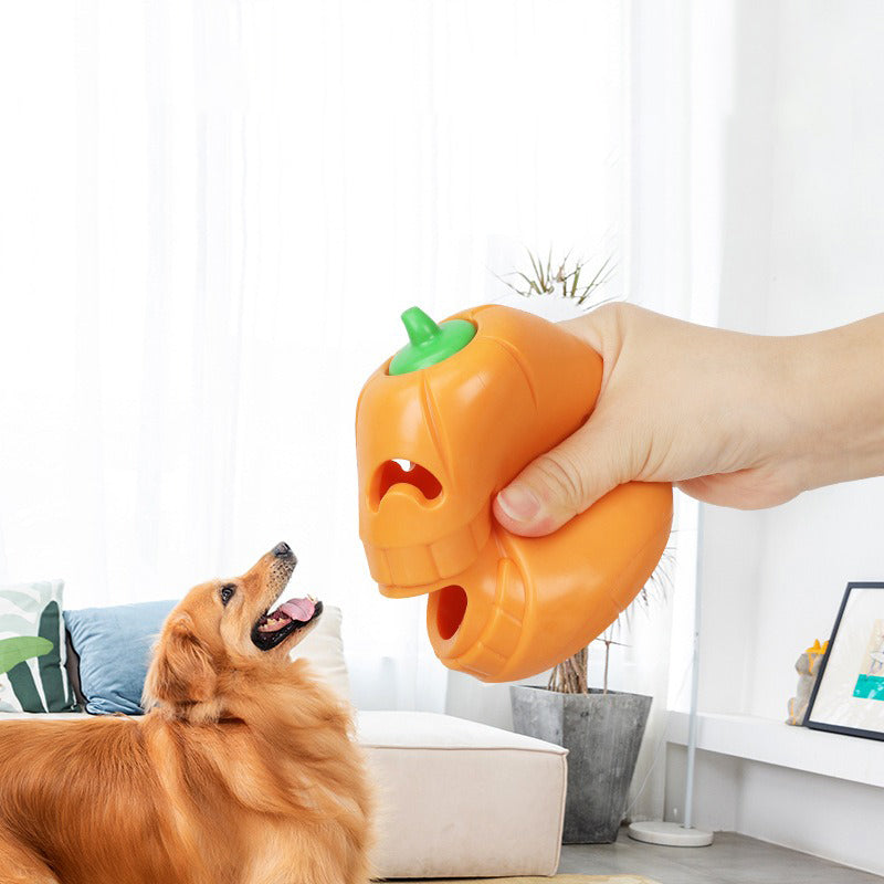 Interactive Dog Chew Toy Halloween Pumpkin Shaped, Treat-Dispensing Funnel Toy For All Breed Sizes, Durable Thermoplastic Rubber Pet Puzzle