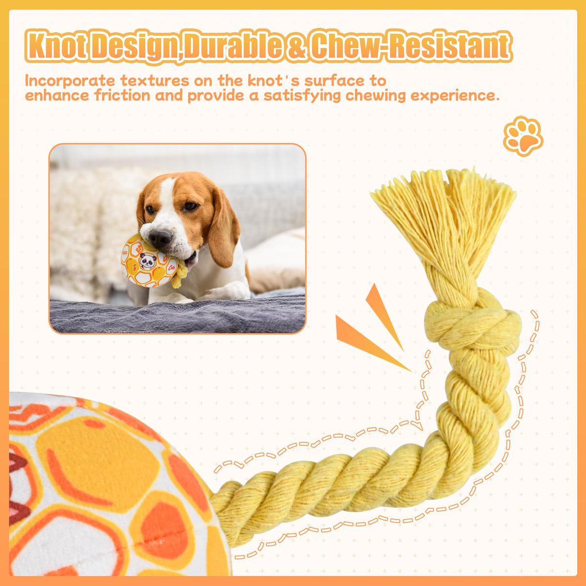 Plush Dog Ball Toy With Knotted Rope