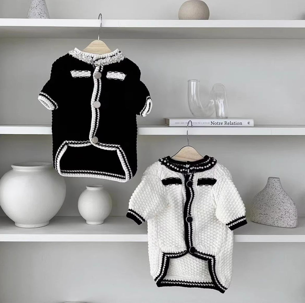 Korean Style Pearl Collar Puppy Sweater