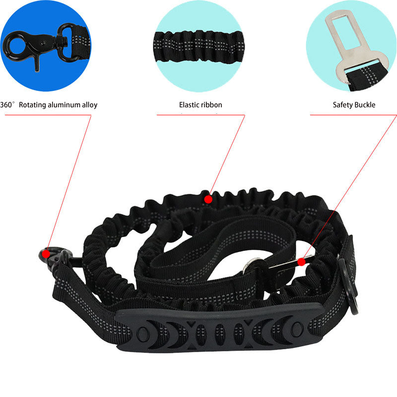 Adjustable Bungee Dog Leash With Car Seatbelt