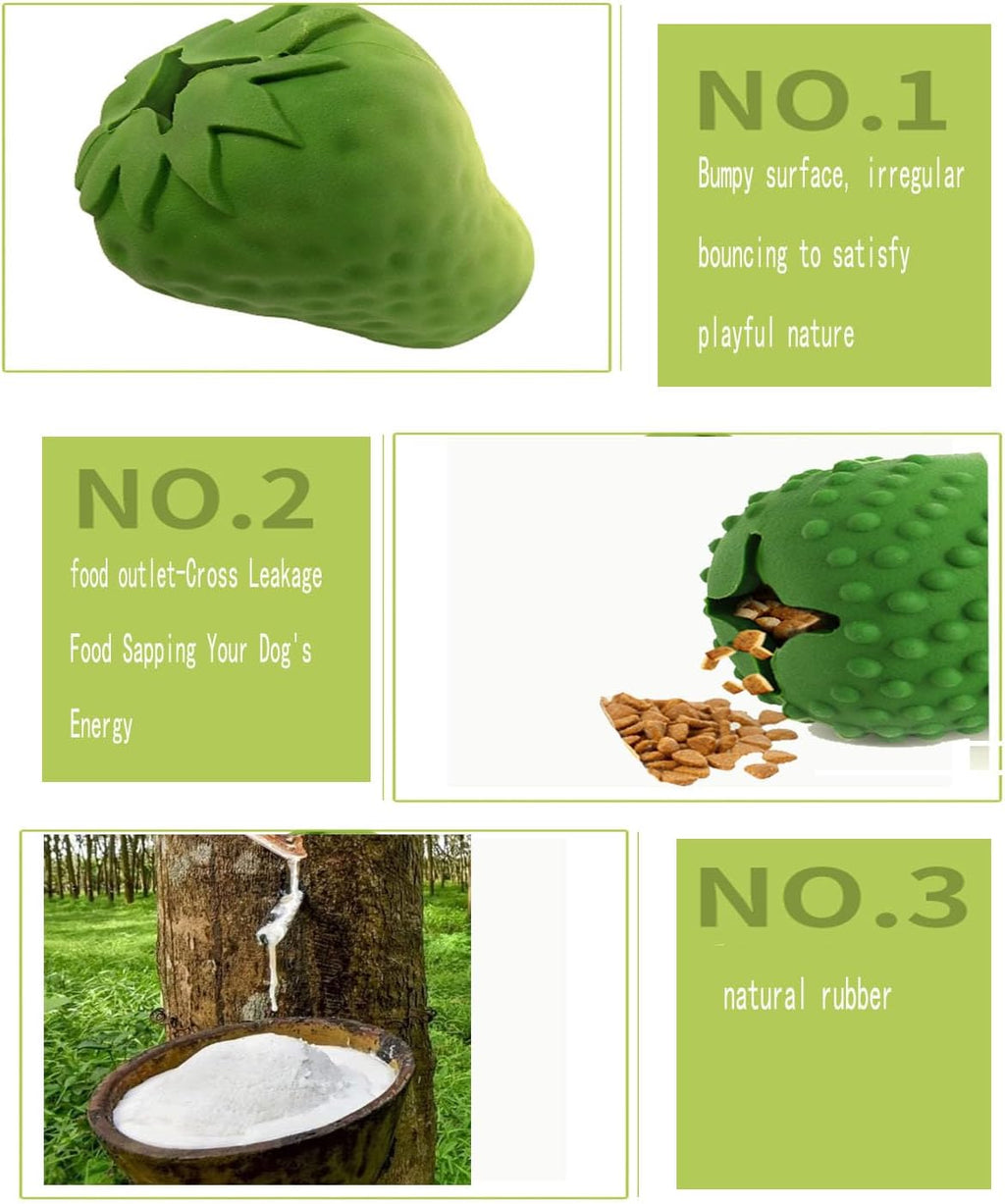 Strawberry Dog Chew Toy Durable Dog Treat Dispenser Interactive Toys Iq Training Mental Enrichment Rubber Dog Dental Cleaning Toys For Small
