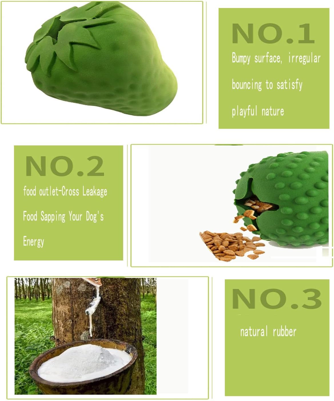 Strawberry Dog Chew Toy Durable Dog Treat Dispenser Interactive Toys Iq Training Mental Enrichment Rubber Dog Dental Cleaning Toys For Small