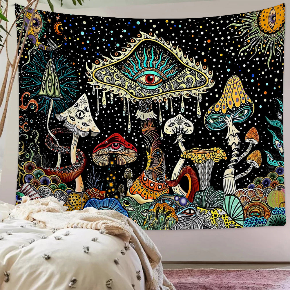 Polyester Skull Mushroom Tapestry Blanket