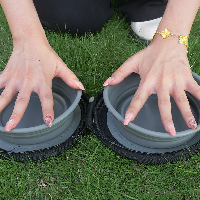 Pet Bowl Outdoor Drinking Water Feeding Folding Tableware Set
