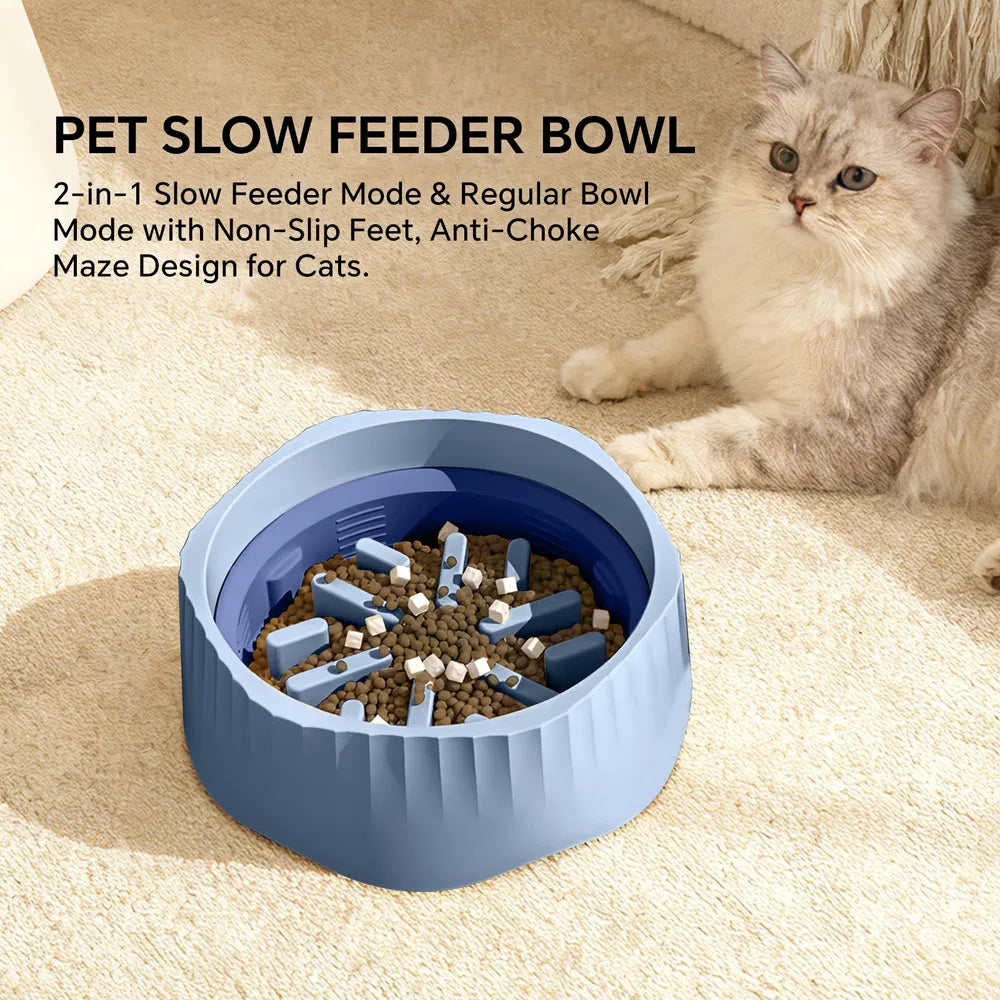 Blue Dual-Purpose Slow Food Bowl, Fast&Slow Food Can Be Freely Switched To Adapt To Different Pet Eating Habits, Cross-Border Hot Selling Pe