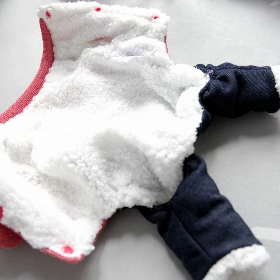 Cotton-Padded Fleece-Lined Four-Leg Dog Coat