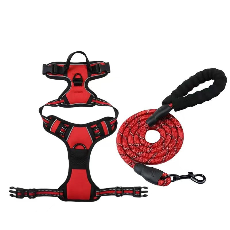 Multi-Layer All-In-One Pet Dog Harness And Leash Set - Durable Nylon Walking Rope For Small Medium Large Dogs Outdoor Training