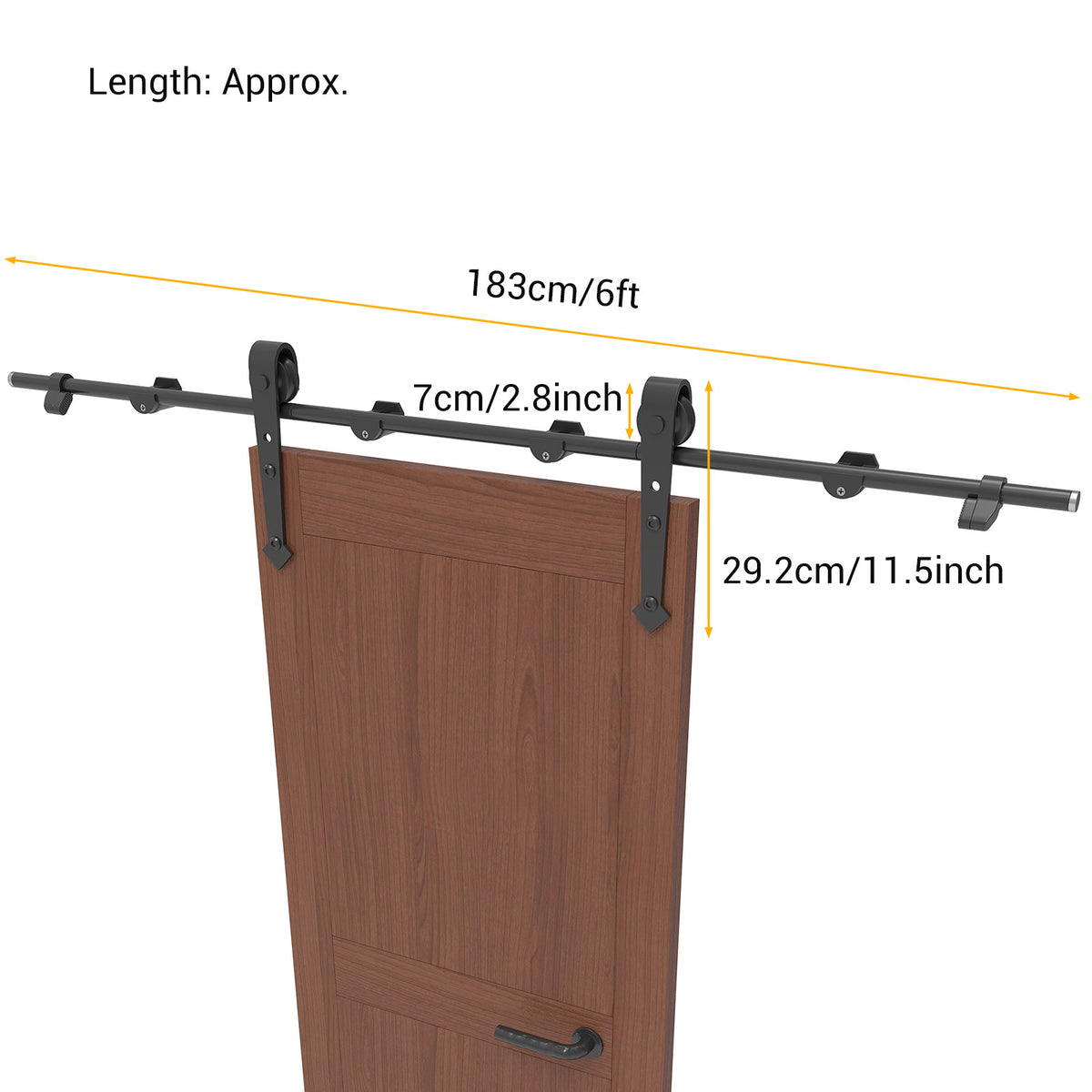 6Ft Barn Door Hardware Kit Heavy Duty Sliding Door Track Kit With Floor Guide For Interior Exterior Fit 30-32In Wide Panel Sword Style J Sha