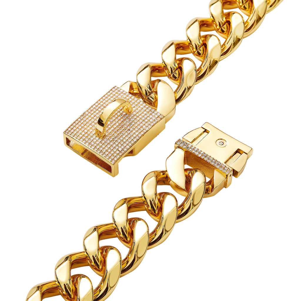 19Mm Thick Medium-To-Large Dog Collar Gold Color